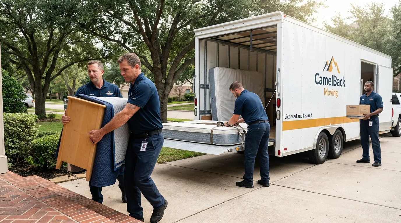 Crew loading residential truck for cross-state move from West Rutland, VT